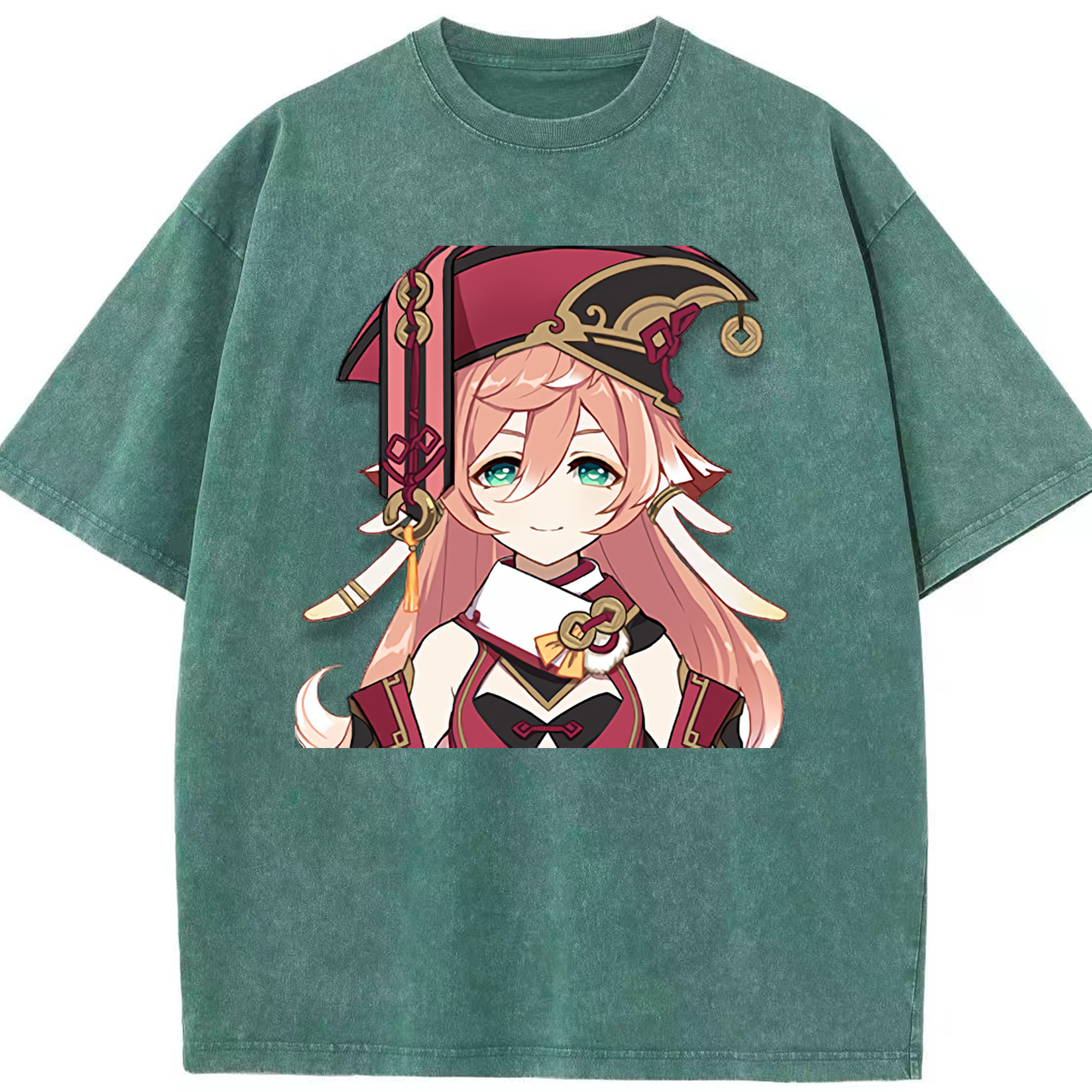 げんし神 ヤンフェイ genshin Yanfei 綿100% ヴィンテージ風 半袖Tシャツ（フロントプリント）